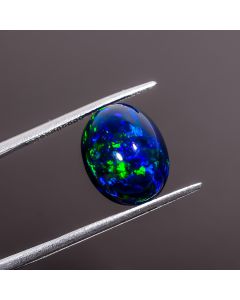 Fabulous Top Grade Quality 100% Natural Multi Fire Black Ethiopian Opal Oval Shape Cabochon Loose Gemstone For Making Jewelry 13X10X7mm 5 Ct 