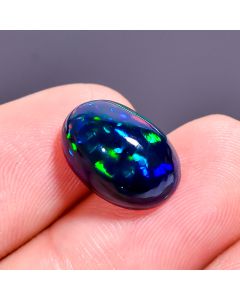 Incredible Top Grade Quality 100% Natural Multi Fire Black Ethiopian Opal Oval Shape Cabochon Gemstone For Making Jewelry 14X10X5 mm 3.65 Ct 