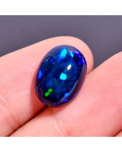 Marvellous Top Grade Quality 100% Natural Mutli Fire Black Ethiopian Opal Oval Shape Cabochon Gemstone For Making Jewelry 14X10X6 mm 5 Ct. 