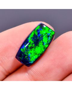 Mind Blowing A One Quality 100% Natural Multi Fire Black Ethiopian Opal Radiant Shape Cabochon Gemstone For Making Jewelry 16X8X4 mm 4.25 Ct 