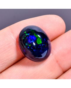 Outstanding Top Grade Quality 100% Natural Multi Fire Black Ethiopian Opal Oval Shape Cabochon Gemstone For Making Jewelry 17X13X8mm 9.15 Ct 