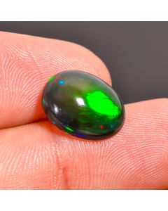 Classic Top Grade Quality 100% Natural Black Ethiopian Opal Oval Shape Cabochon Loose Gemstone For Making Jewelry 12X10X4 mm 3.35 Ct. SN-146