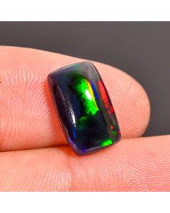 Dazzling Top Grade Quality 100% Natural Black Ethiopian Opal Radiant Shape Cabochon Loose Gemstone For Making Jewelry 12X7X4mm 2.6 Ct SN-147