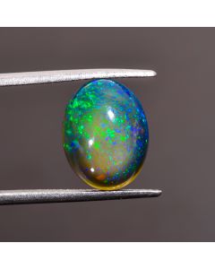 Dazzling Top Grade Quality 100% Natural Black Ethiopian Opal Oval Shape Cabochon Loose Gemstone For Making Jewelry 12X9X5 mm 4.25 Ct. SN-173