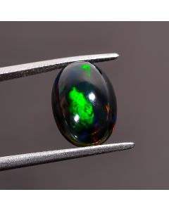 Exclusive Top Grade Quality 100% Natural Black Ethiopian Opal Oval Shape Cabochon Loose Gemstone For Making Jewelry 12X8X5 mm 2.75 Ct SN-175