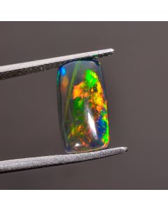 Fantastic Top Grade Quality 100% Natural Black Ethiopian Opal Radiant Shape Cabochon Loose Gemstone For Making Jewelry 14X7X3mm 2.5 Ct SN204