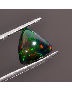 Marvellous Top Grade Quality 100% Natural Black Ethiopian Opal Trillion Shape Cabochon Gemstone For Making Jewelry 10X10X6 mm 3.25 Ct SN-208