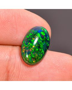 Classic Top Grade Quality 100% Natural Black Ethiopian Opal Oval Shape Cabochon Loose Gemstone For Making Jewelry 13X8X4 mm 2.55 Ct. SN-212