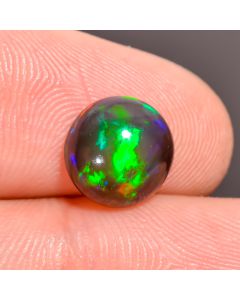 Dazzling Top Grade Quality 100% Natural Black Ethiopian Opal Round Shape Cabochon Loose Gemstone For Making Jewelry 8X8X4 mm 1.7 Ct. SN-213