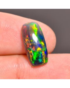 Mind Blowing Top Grade Quality 100% Natural Black Ethiopian Opal Radiant Shape Cabochon Gemstone For Making Jewelry 14X6X4 mm 3.3 Ct. SN-214