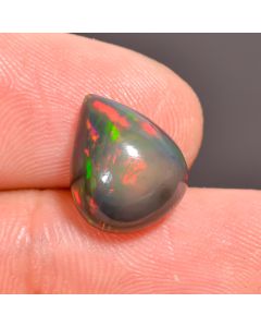 Supreme Top Grade Quality 100% Natural Black Ethiopian Opal Pear Shape Cabochon Loose Gemstone For Making Jewelry 11X9X5 mm 3.35 Ct. SN-219