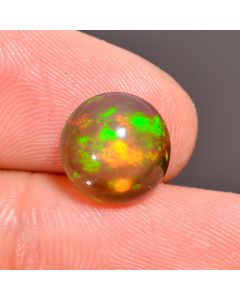 Awesome Top Grade Quality 100% Natural Black Ethiopian Opal Round Shape Cabochon Loose Gemstone For Making Jewelry 9X9X4 mm 2.25 Ct. SN-227