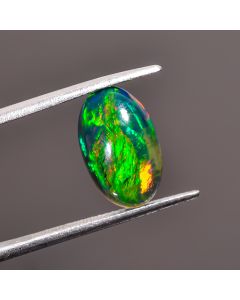 Dazzling Top Grade Quality 100% Natural Black Ethiopian Opal Oval Shape Cabochon Loose Gemstone For Making Jewelry 13X8X3 mm 2.15 Ct. SN-230