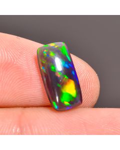 Exclusive Top Grade Quality 100% Natural Black Ethiopian Opal Radiant Shape Cabochon Loose Gemstone For Making Jewelry 13X6X3mm 1.6 Ct SN232