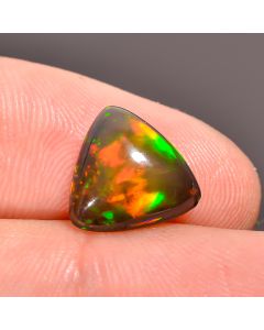 Elegant Top Grade Quality 100% Natural Black Ethiopian Opal Triangle Shape Cabochon Gemstone For Making Jewelry 10X10X4 mm 1.95 Ct. SN-233