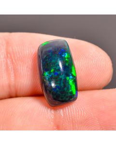 Mind Blowing Top Grade Quality 100% Natural Black Ethiopian Opal Radiant Shape Cabochon Gemstone For Making Jewelry 14X8X5 mm 3.7 Ct. SN-245