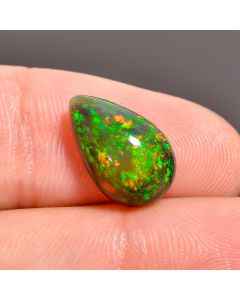 Supreme Top Grade Quality 100% Natural Black Ethiopian Opal Pear Shape Cabochon Loose Gemstone For Making Jewelry 13X8X5 mm 2.8 Ct. SN-250