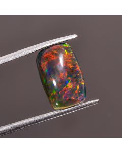 Awesome Top Grade Quality 100% Natural Welo Fire Black Ethiopian Opal Radiant Shape Cabochon Gemstone For Making Jewelry 13X9X4mm 3 Ct SN314