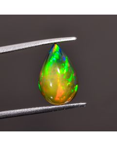 Classic Top Grade Quality 100% Natural Welo Fire Black Ethiopian Opal Pear Shape Cabochon Gemstone For Making Jewelry 13X8X5mm 3.15 Ct SN316