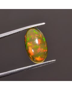 Dazzling Top Grade Quality 100% Natural Welo Fire Black Ethiopian Opal Oval Shape Cabochon Gemstone For Making Jewelry 14X8X4mm 2.8 Ct SN 317