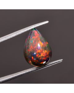 Elegant Top Grade Quality 100% Natural Welo Fire Black Ethiopian Opal Pear Shape Cabochon Gemstone For Making Jewelry 15X11X9mm 6.8 Ct SN320