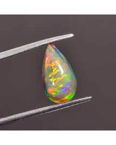 Fantastic Top Grade Quality 100% Natural Welo Fire Black Ethiopian Opal Pear Shape Cabochon Gemstone For Making Jewelry 14X8X4mm 2 Ct SN-322