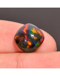 Gorgeous Top Grade Quality 100% Natural Black Ethiopian Opal Cushion Shape Cabochon Gemstone For Making Jewelry 10X10X4 mm 2.15 Ct. SN-323