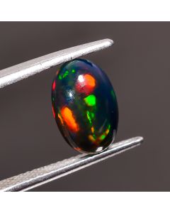 Stunning Top Grade Quality 100% Natural Welo Fire Black Ethiopian Opal Oval Shape Cabochon Gemstone For Making Jewelry 11X7X4mm 1.7 Ct SN331