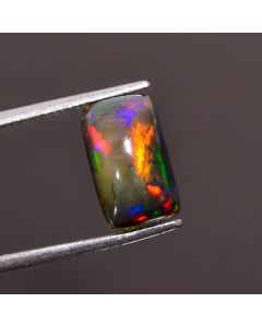 Unique Top Grade Quality 100% Natural Black Ethiopian Opal Radiant Shape Cabochon Loose Gemstone For Making Jewelry 13X8X6 mm 3.85 Ct SN-335