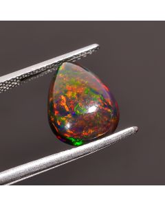 Amazing Top Grade Quality 100% Natural Welo Fire Black Ethiopian Opal Pear Shape Cabochon Gemstone For Making Jewelry 13X9X4mm 2.7 Ct SN-338