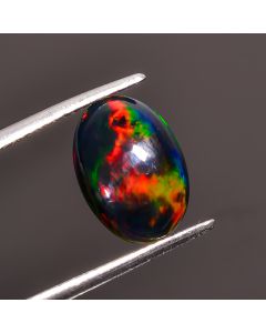 Elegant Top Grade Quality 100% Natural Welo Fire Black Ethiopian Opal Oval Shape Cabochon Gemstone For Making Jewelry 12X9X3mm 1.7 Ct SN-346