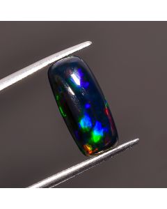 Fabulous Top Grade Quality 100% Natural Black Ethiopian Opal Radiant Shape Cabochon Loose Gemstone For Making Jewelry 15X6X4mm 2.1 Ct SN-347