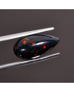 Superb Top Grade Quality 100% Natural Welo Fire Black Ethiopian Opal Pear Shape Cabochon Gemstone For Making Jewelry 15X8X5mm 2.95 Ct SN-356