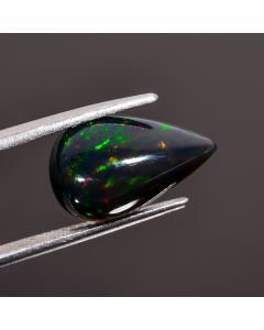 Stunning Top Grade Quality 100% Natural Welo Fire Black Ethiopian Opal Pear Shape Cabochon Gemstone For Making Jewelry 16X9X6mm 3.9 Ct SN357