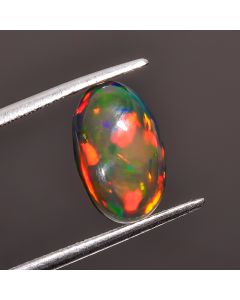 Terrific Top Grade Quality 100% Natural Welo Fire Black Ethiopian Opal Oval Shape Cabochon Gemstone For Making Jewelry 13X8X3 mm 2 Ct SN-360