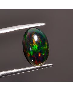 Amazing Top Grade Quality 100% Natural Welo Fire Black Ethiopian Opal Oval Shape Cabochon Gemstone For Making Jewelry 11X8X4mm 1.8 Ct SN-363