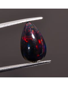 Amazing Top Grade Quality 100% Natural Welo Fire Black Ethiopian Opal Pear Shape Cabochon Gemstone For Making Jewelry 15X9X4mm 2.6 Ct SN-364