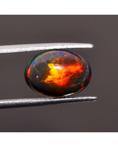 Awesome Top Grade Quality 100% Natural Welo Fire Black Ethiopian Opal Oval Shape Cabochon Gemstone For Making Jewelry 13X9X5mm 2.95 Ct SN366