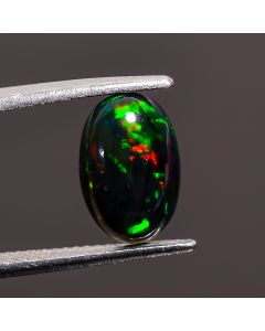 Dazzling Top Grade Quality 100% Natural Black Ethiopian Opal Oval Shape Cabochon Loose Gemstone For Making Jewelry 11X7X4 mm 1.45 Ct. SN-369