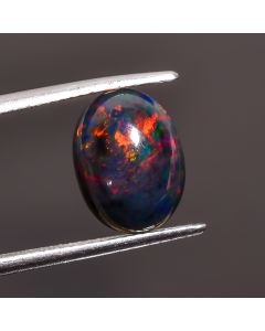 Exclusive Top Grade Quality 100% Natural Black Ethiopian Opal Oval Shape Cabochon Loose Gemstone For Making Jewelry 12X9X4 mm 2.9 Ct. SN-371