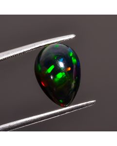 Elegant Top Grade Quality 100% Natural Welo Fire Black Ethiopian Opal Pear Shape Cabochon Gemstone For Making Jewelry 13X9X6mm 1.3 Ct SN-372