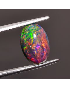 Gorgeous Top Grade Quality 100% Natural Welo Fire Black Ethiopian Opal Oval Shape Cabochon Gemstone For Making Jewelry 12X8X4mm 2.2 Ct SN375