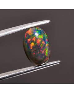 Amazing Top Grade Quality 100% Natural Welo Fire Black Ethiopian Opal Oval Shape Cabochon Gemstone For Making Jewelry 12X8X4mm 2.35 Ct SN381