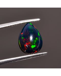 Splendid Top Grade Quality 100% Natural Black Ethiopian Opal Pear Shape Cabochon Loose Gemstone For Making Jewelry 11X8X4 mm 1.75 Ct. SN-386