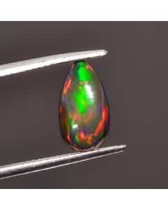 Supreme Top Grade Quality 100% Natural Welo Fire Black Ethiopian Opal Pear Shape Cabochon Gemstone For Making Jewelry 12X6X3mm 1.35 Ct SN389