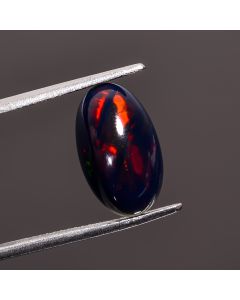 Unique Top Grade Quality 100% Natural Welo Fire Black Ethiopian Opal Oval Shape Cabochon Gemstone For Making Jewelry 14X9X5mm 2.95 Ct SN-392