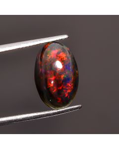 Amazing Top Grade Quality 100% Natural Welo Fire Black Ethiopian Opal Oval Shape Cabochon Gemstone For Making Jewelry 14X9X5mm 3.1 Ct SN-394