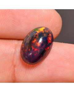 Attractive Top Grade Quality 100% Natural Black Ethiopian Opal Oval Shape Cabochon Loose Gemstone For Making Jewelry 13X8X4mm 2.05 Ct SN-396