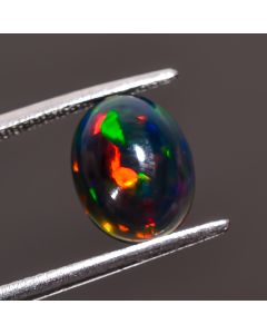 Fabulous Top Grade Quality 100% Natural Black Ethiopian Opal Oval Shape Cabochon Loose Gemstone For Making Jewelry 10X7X4 mm 1.35 Ct. SN-404