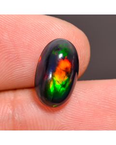 Gorgeous Top Grade Quality 100% Natural Welo Fire Black Ethiopian Opal Oval Shape Cabochon Gemstone For Making Jewelry 12X7X5mm 2.3 Ct SN406